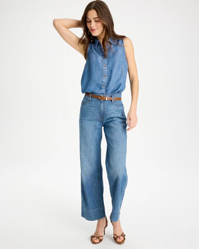 Tencel Denim Sleeveless Shirt - image 2